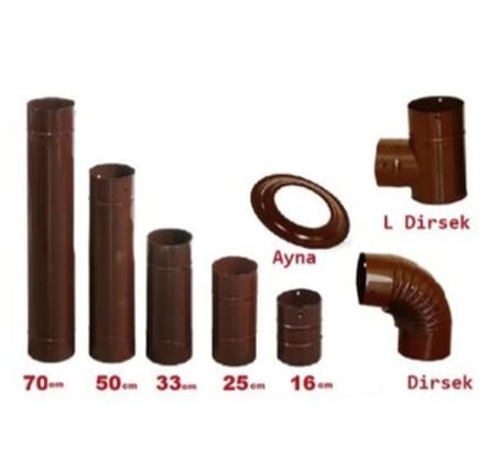 70 cm Soba Borusu   Çap 13 cm  Standart kahverengi emayeli soba borusu