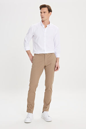 Slim Fit Dar Kesim Pamuklu Esnek Chino Pantolon