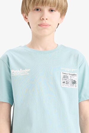 DeFacto Erkek Çocuk Bisiklet Yaka Baskılı Kısa Kollu Tişört E5079A825SMGN1268