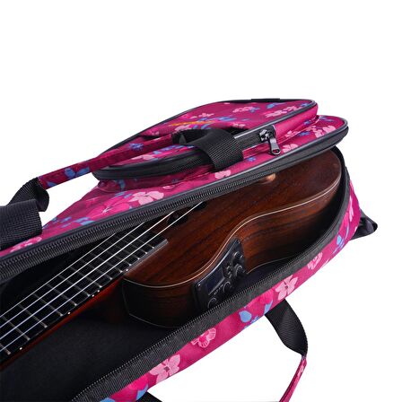 Wagon Case 04 Serisi Soprano Ukulele Çantası - Hibiscus Pembe
