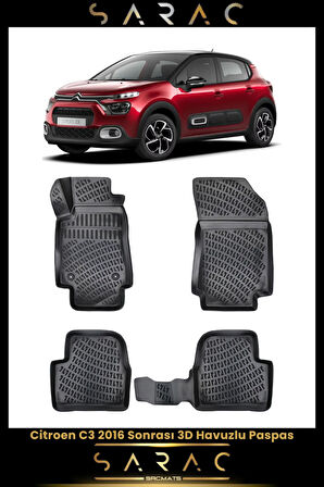 Citroen C3 2021 Model Araca Özel 3d Havuzlu Paspas