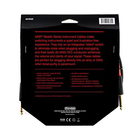 MXR DCIR20 Stealth Series Instrument Cables Enstüman Kablosu (6 Metre)