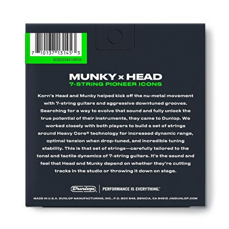 Jim Dunlop KRHCN1065-7 Heavy Core Korn Electric Guitar Strings Takım Tel 7 Telli Elektro Gitar Teli 10-65