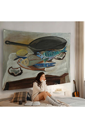 Picasso-Balık Ve Kızartma Tavası Duvar Örtüsü-7102