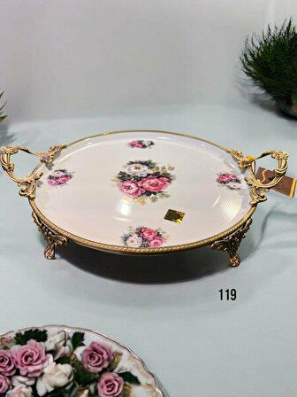 Royking Antique Yuvarlak Sunum Tabak 38x30x6CM RMN 119
