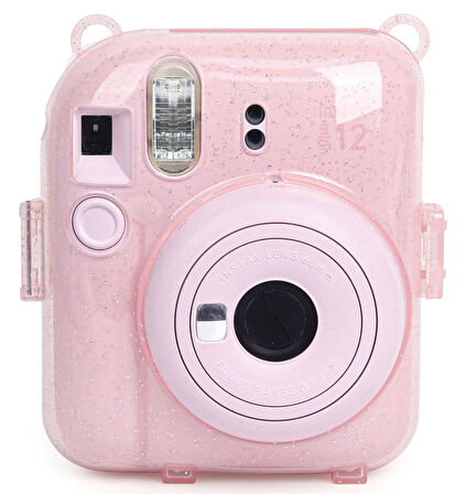 Fujifilm Instax Mini 12 Pembe Fotoğraf Makinesi 10'lu Film Kıskaçlı Stand PVC Albüm ve Simli Pleksi 