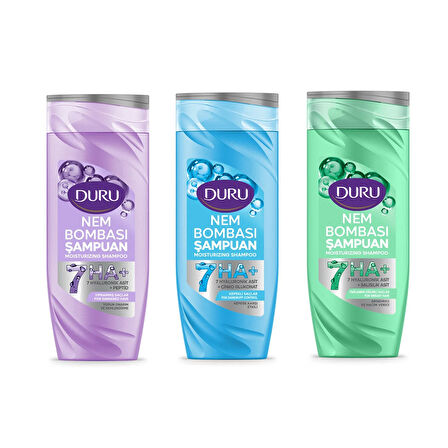 Duru Nem Bombası Şampuan 400 ml Yağlanma-Yıpranmış-Kepeğe Karşı 3 lü Karma Paket