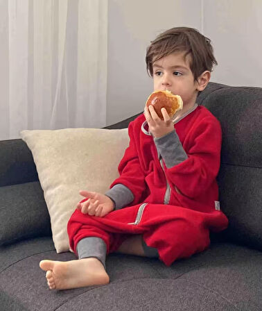 Yorni 7-10 yaş BEDEN, Çocuk Nakışlı Uzun Kollu Oeko-Tex Mikro Polar Uyku Tulumu Tog 2