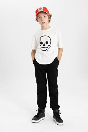 DeFacto Erkek Çocuk Beli Bağcıklı Lastikli Paça Cepli Siyah Basic Düz Jogger Gabardin Pantolon B5915A824SMBK81