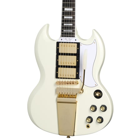 Epiphone 1963 Les Paul SG Custom Maestro Vibrola Elektro Gitar (Classic White)