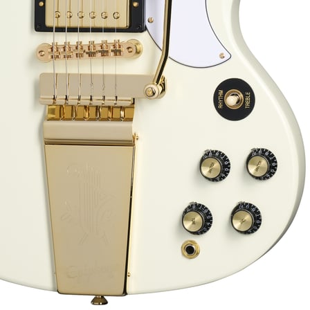 Epiphone 1963 Les Paul SG Custom Maestro Vibrola Elektro Gitar (Classic White)