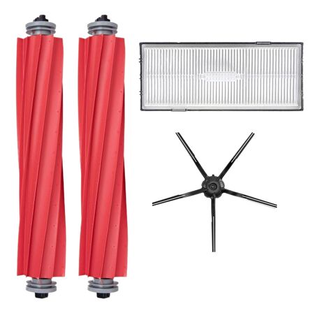 Roborock S7 Sonic Mopping Uyumlu 4 Parça Yedek Filtre Fırça Seti Siyah