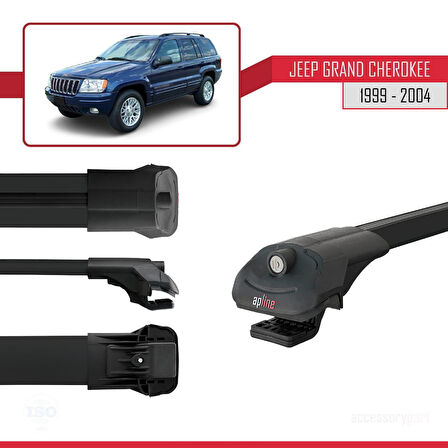 Jeep Grand Cherokee 2 (WJ) 1999-2004 Arası ile Uyumlu ACE-1 Ara Atkı Tavan Barı Siyah 2 Adet