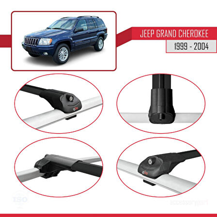 Jeep Grand Cherokee 2 (WJ) 1999-2004 Arası ile Uyumlu ACE-1 Ara Atkı Tavan Barı Siyah 2 Adet
