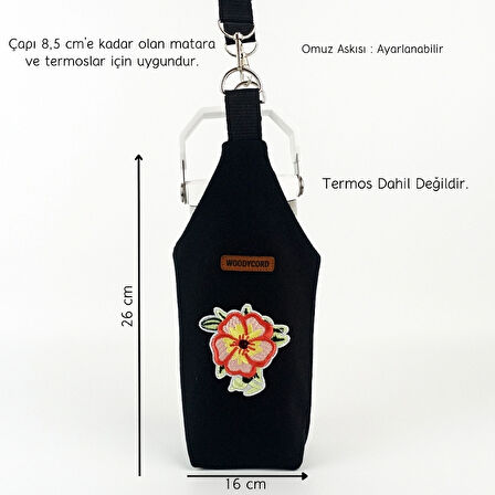 Woodycord El Yapımı U Model Çiçek Matara Termos Kılıfı  iceflow 0,89