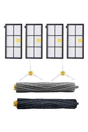 I-robot Roomba 800 Serisi Uyumlu 8 Parça Yedek Filtre Fırça Seti