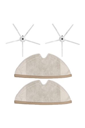 Roborock S5 Max Uyumlu 4 Parça Yedek Filtre Fırça Seti Beyaz