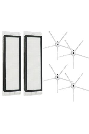 Roborock S5 Max Uyumlu 6 Parça Yedek Filtre Fırça Seti Beyaz