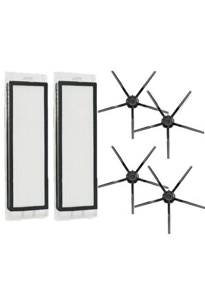Roborock S5 Max Uyumlu 6 Parça Yedek Filtre Fırça Seti Siyah