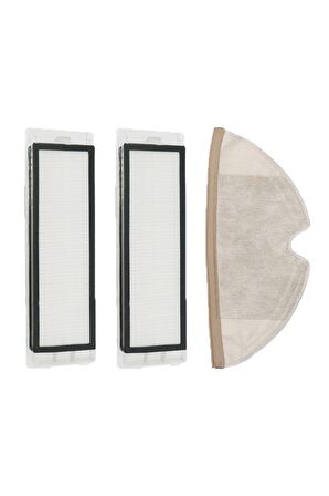 Roborock S5 Max Uyumlu 3 Parça Yedek Filtre Fırça Seti Siyah