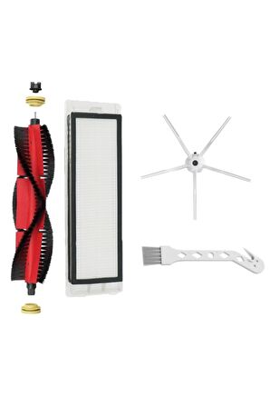 Roborock S5 Max Uyumlu 4 Parça Yedek Filtre Fırça Seti Beyaz