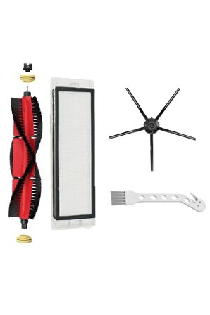 Roborock S5 Max Uyumlu 4 Parça Yedek Filtre Fırça Seti Siyah