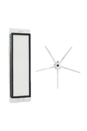 Roborock S5 Max Uyumlu 2 Parça Yedek Filtre Fırça Seti Beyaz