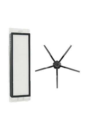 Roborock S5 Max Uyumlu 2 Parça Yedek Filtre Fırça Seti Siyah