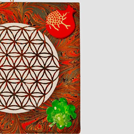 Uretti - Gülin 6449 - Yaşam Çiçeği Desenli Bolluk Bereket Şans Panosu 32cm