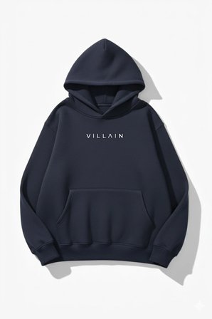 Unisex Yumuşak Dokulu Villain Baskılı Tasarım Oversize 3 İplik Hoodie Sweatshirt
