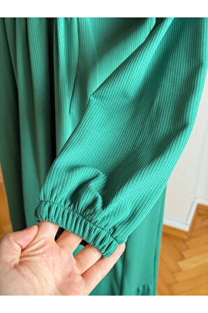 Şardonlu ve Nakışlı Örme Elbise 2427 NAVRA |