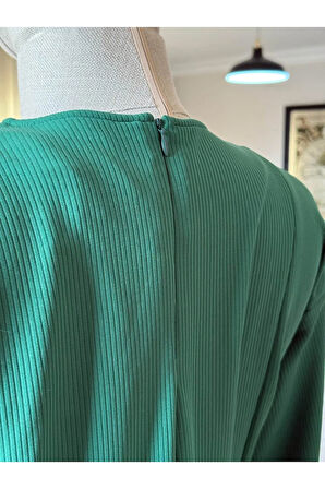 Şardonlu ve Nakışlı Örme Elbise 2427 NAVRA |