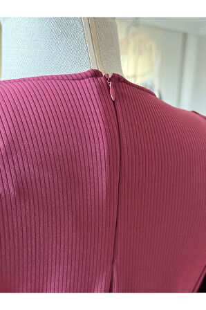 Şardonlu ve Nakışlı Örme Elbise 2427 NAVRA |