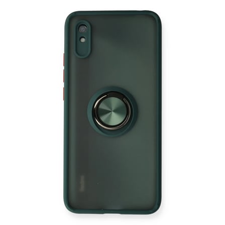 Xiaomi Redmi 9A Kılıf Montreal Yüzüklü Silikon Kapak - Yeşil