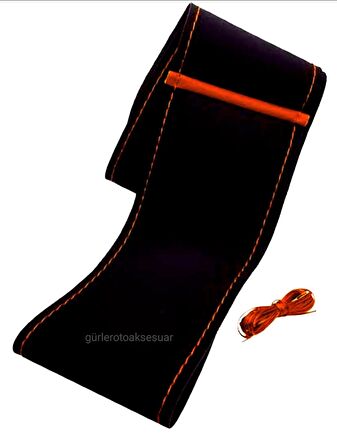 Dikmeli Direksiyon Kılıfı Alkantara Kırmızı Yüzüklü Fiat Doblo Uyumlu 38×10.5Cm