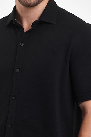 erkek polo yaka kısa kollu düğmeli bol bakır gömlek