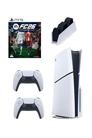 Playstation 5 Cd'li + 2 Dualsense + FC26 CD (Türkçe) + Şarj İstasyonu