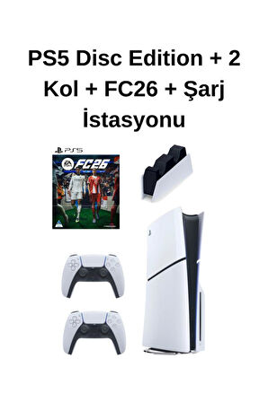 Playstation 5 Cd'li + 2 Dualsense + FC26 CD (Türkçe) + Şarj İstasyonu