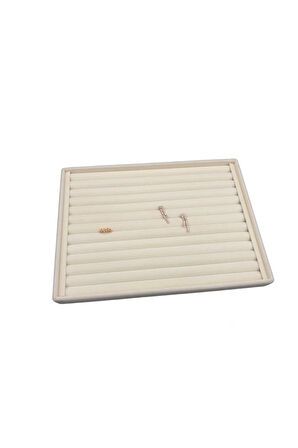 Yerli Büyük Boy Süet Krem Sosisli Yüzük Stand Kutu (AYDINDECOR)