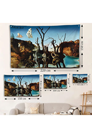 Salvador Dali - Filleri Yansıtan Kuğular Duvar Örtüsü - Swans Reflecting Elephants-7118