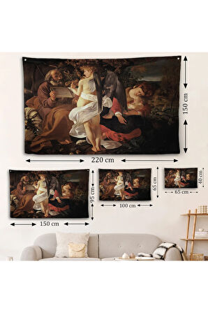Caravaggio - Mısır'a Uçuşta Dinlenin Duvar Örtüsü - Rest on the Flight into Egypt-7119