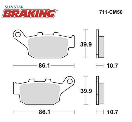 SİNTERLİ ARKA FREN BALATASI / YAMAHA / XJ6 / DIVERSION F / 600cc / ARKA  / 2009-2010-2011-2012-2013-2014-2015