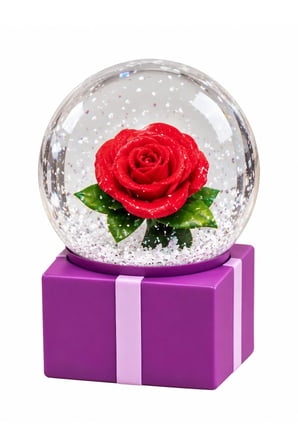 Kişiye Özel LED Işıklı Gül Kar Küresi – Romantik ve Şık Dekorasyon 4 cm x 7 cm