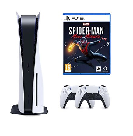 Playstation 5 Disk li + 2. DualSense Kol + Ps5 Spider-Man Miles Morales (ithalatçı Garantili)