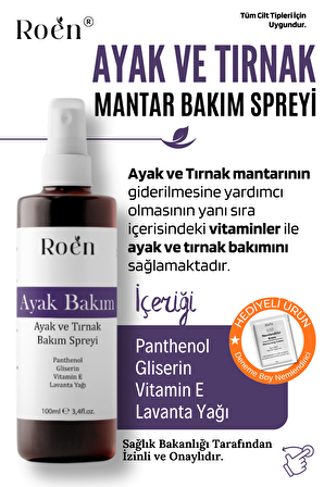 Roen Ayak Mantar, Tırnak Mantar, Koku, Kaşıntı Ve Bakım Spreyi Panthenol Ve Vitamin Destekli 100 ml