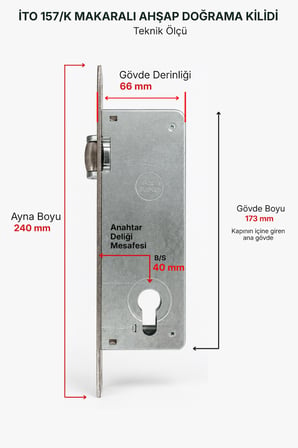 İto Alüminyum İç Mekan Kilitleri 157k, Barelsiz