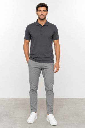 Sabri Özel  Merserize Erkek Polo Yaka T-Shırt SM24SW23011- Koyu Gri