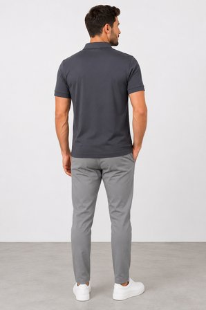 Sabri Özel  Merserize Erkek Polo Yaka T-Shırt SM24SW23011- Koyu Gri