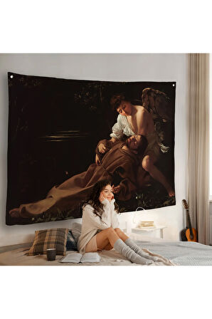 Caravaggio - Saint Francis of Assisi in Ecstasy Duvar Örtüsü-7123