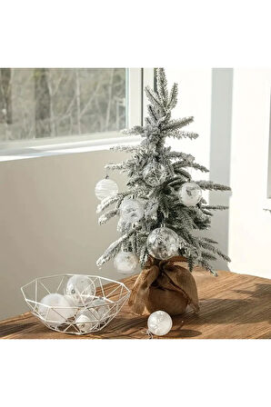 6 Cm Şeffaf Beyaz Kar Tanesi Plastik Simli Boyalı Noel,Dekoratif Yılbaşı Ağaç Süsü